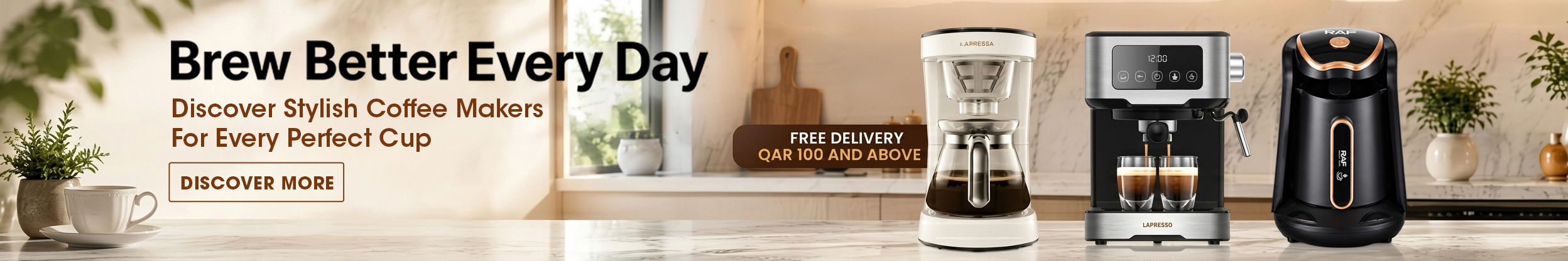 Web Banner of coffee maker